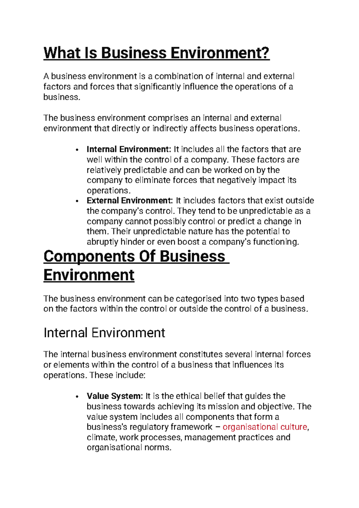 Strategic MGT 101 - Comprehensive Notes on Business Environment - Studocu