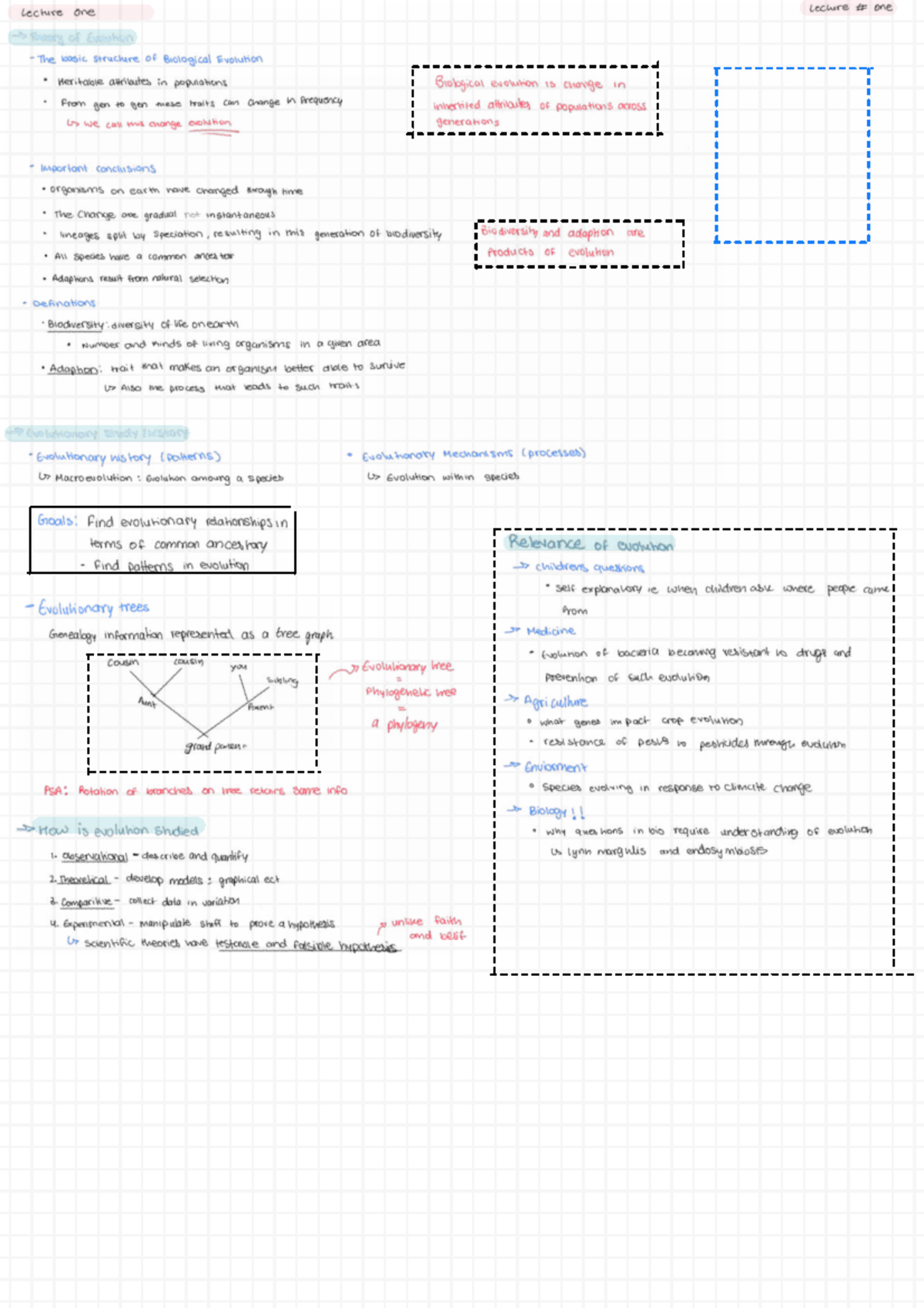 Notes - BI O 120 Lecture 1: Theory of Evolution and Biodiversity - Studocu