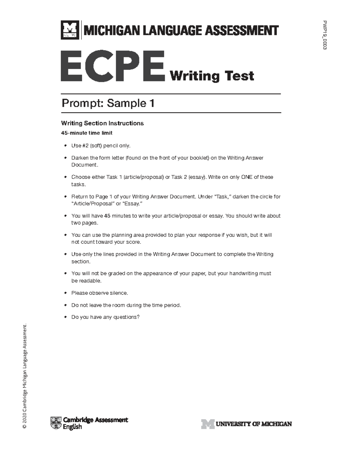 ECPE Writing Test Prompt: Sample 1 Instructions for Exam Prep - Studocu