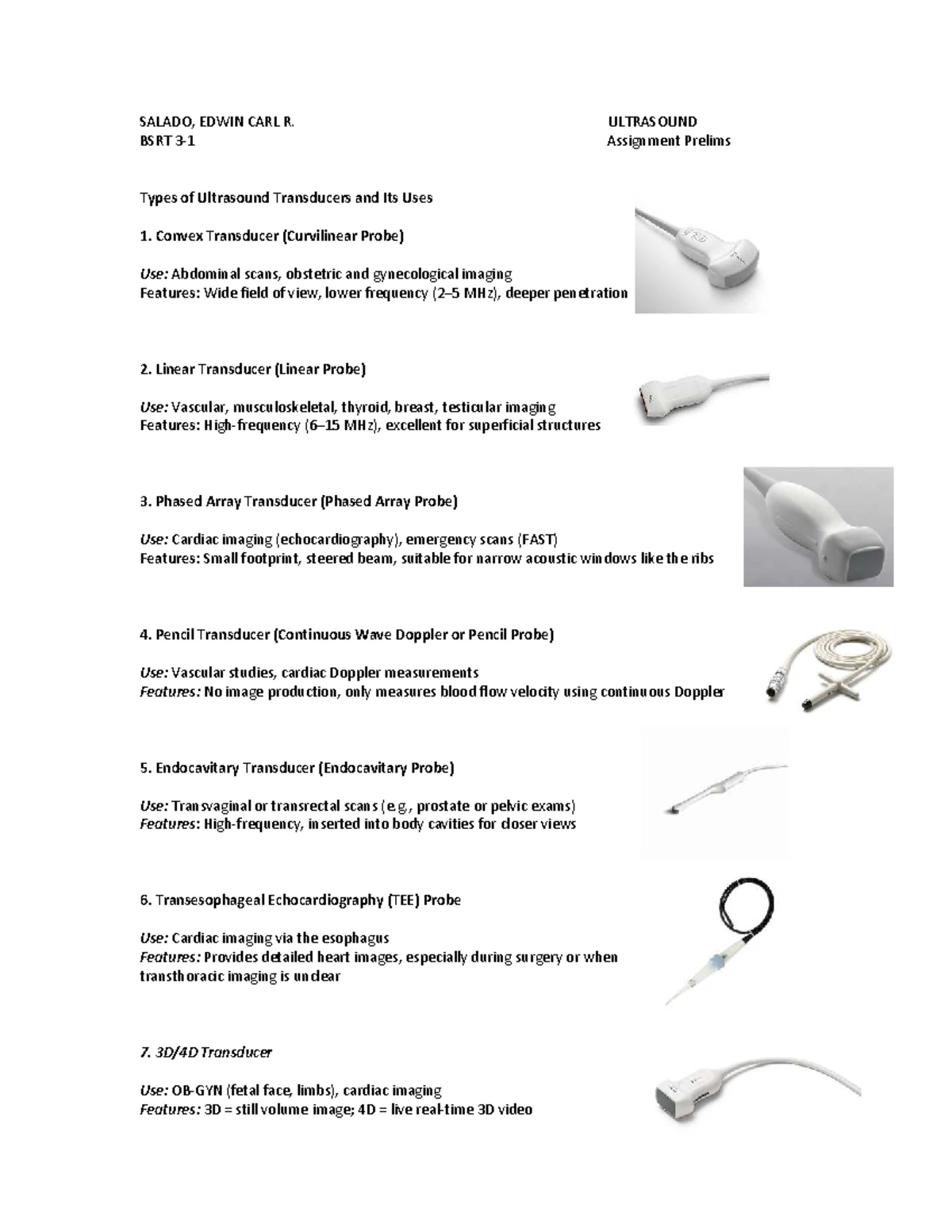 BSRT ULTRASOUND: Types of Transducers and Their Uses - Studocu