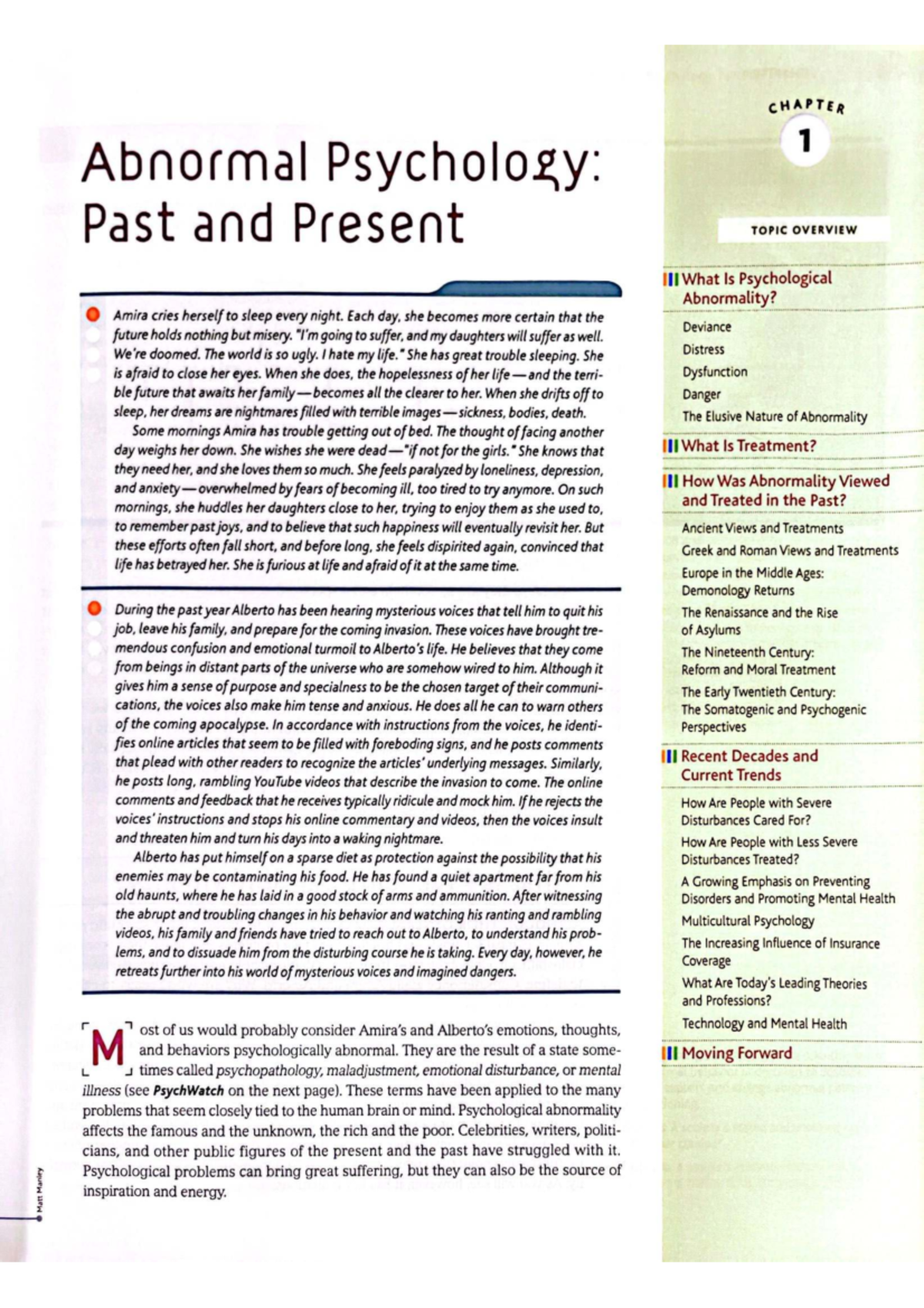 CHAPTER 1 Abnormal Psychology: Understanding Psychological Abnormality ...