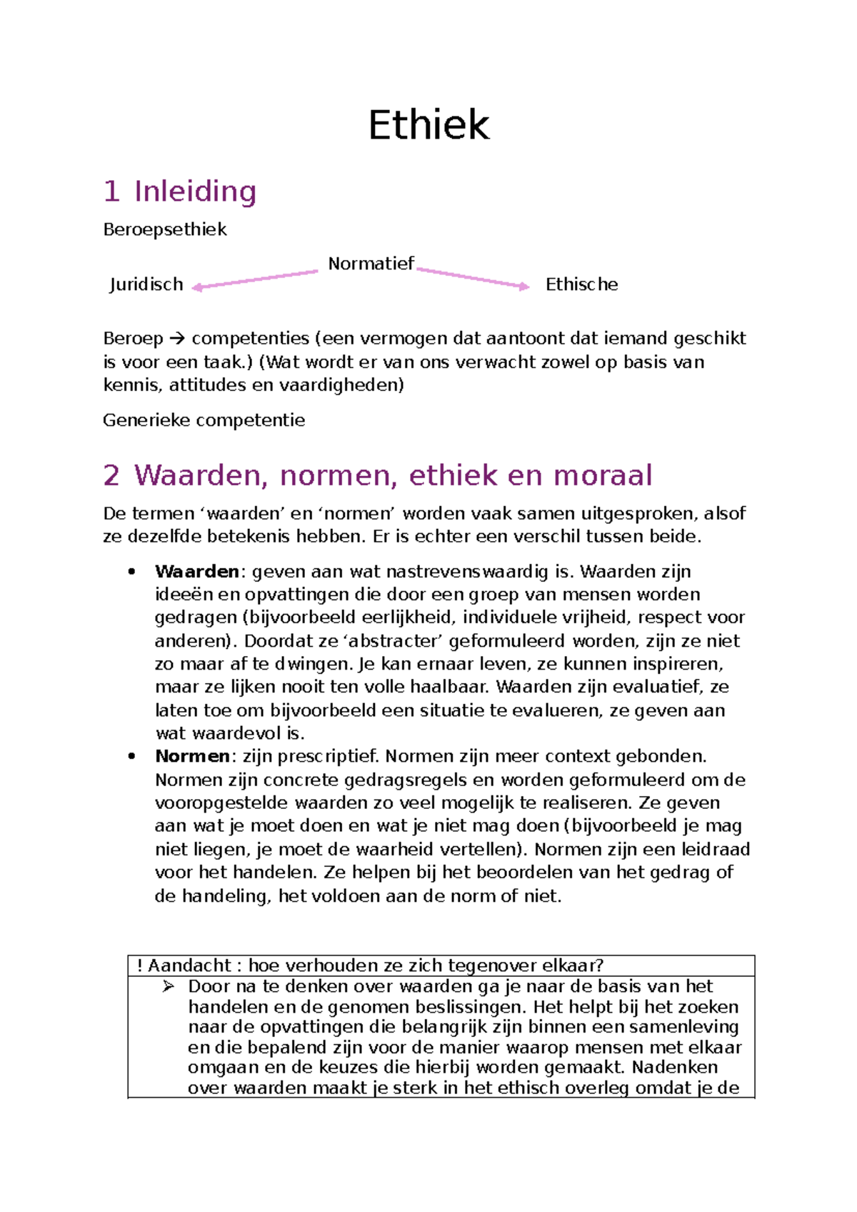 Ethiek 1: Inleiding tot Beroepsethiek en Morele Competenties - Studocu