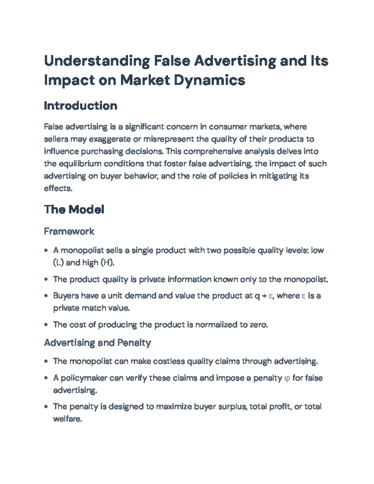Understanding False Advertising: Market Impact and Policy Analysis ...