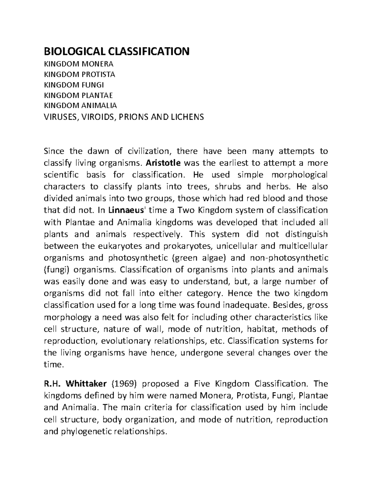 Biological Classification and Systems: An In-Depth Overview - Studocu