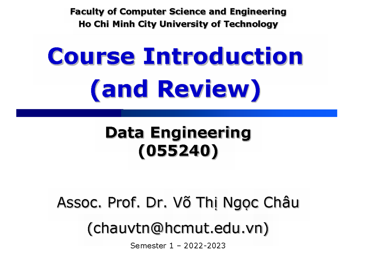 055240 Data Engineering - Course Intro & Review Notes - Studocu
