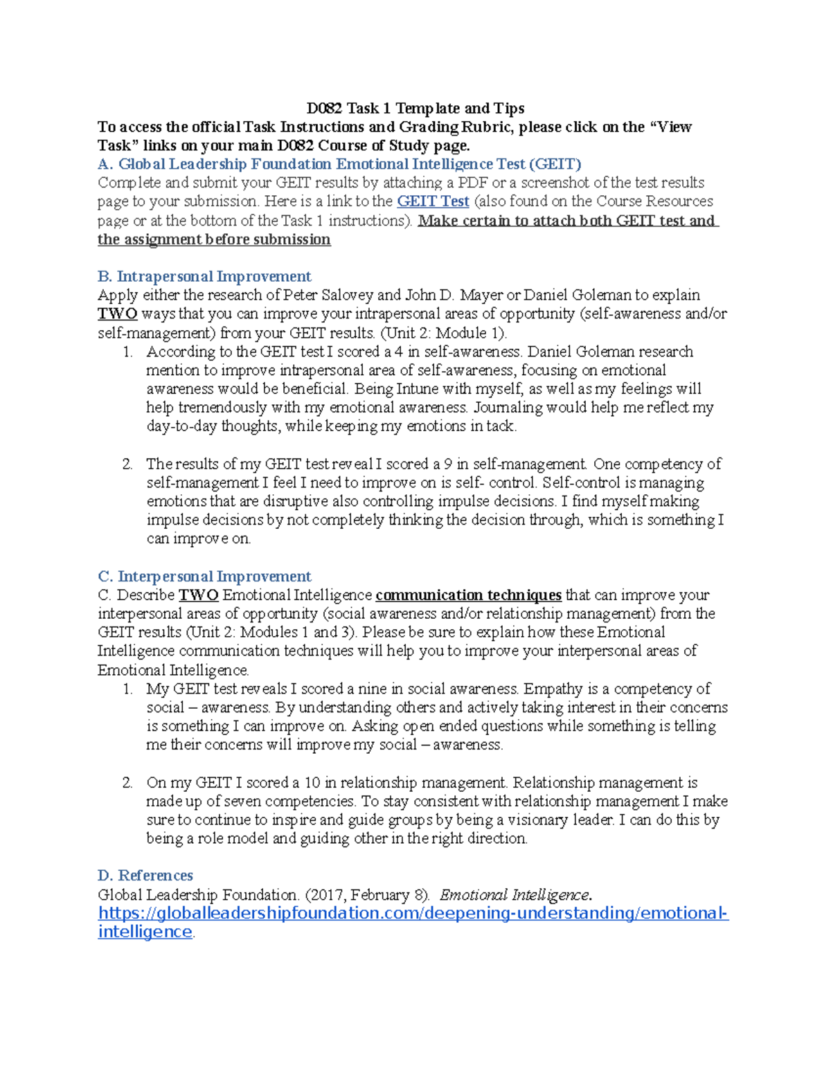 D082 Task 1 Template and Tips - Updated 082021 - D082 Task 1 Template ...