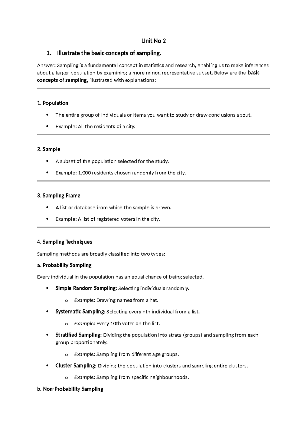 Unit No 2 - notes - Unit No 2 1. Illustrate the basic concepts of ...