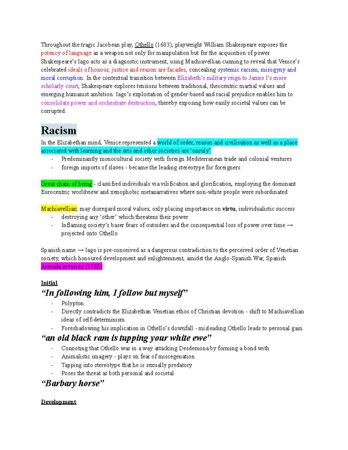 Othello (ENG 101) - Essay Plan on Language, Power, and Tragedy - Studocu