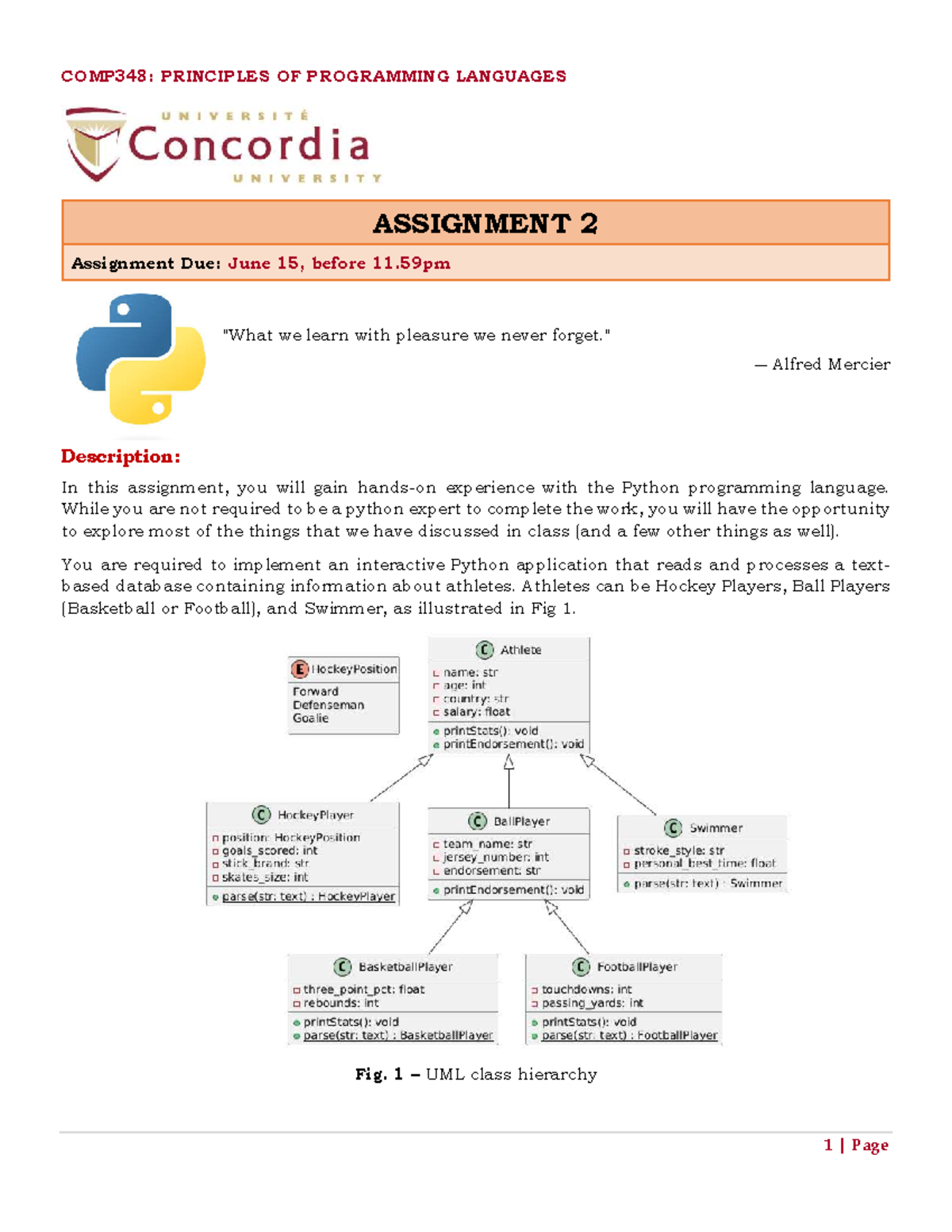 COMP348: S25 Assignment 2 - Python Athlete Database Implementation ...