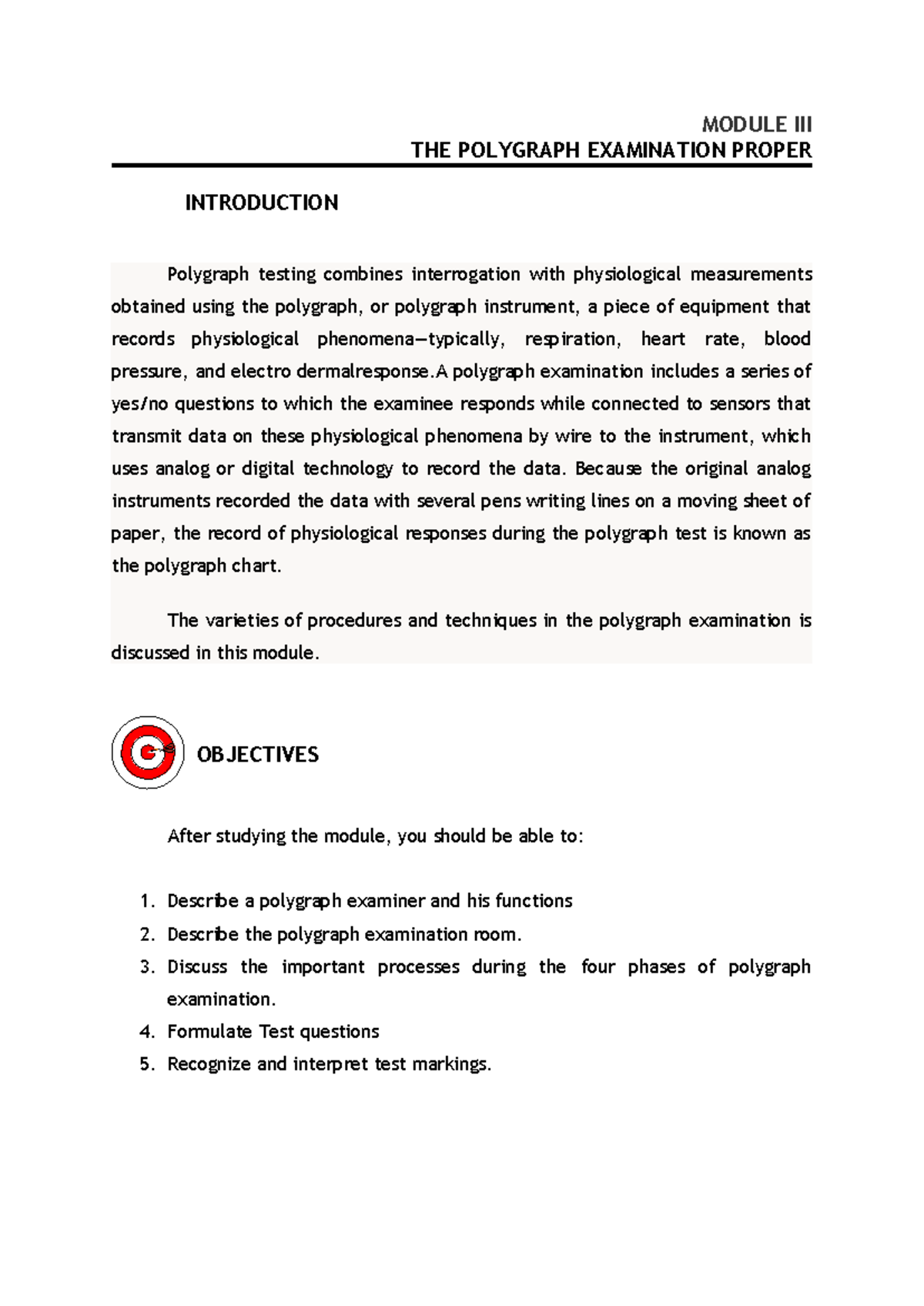 Polygraph Examination Module (POLY 101): Comprehensive Overview and ...