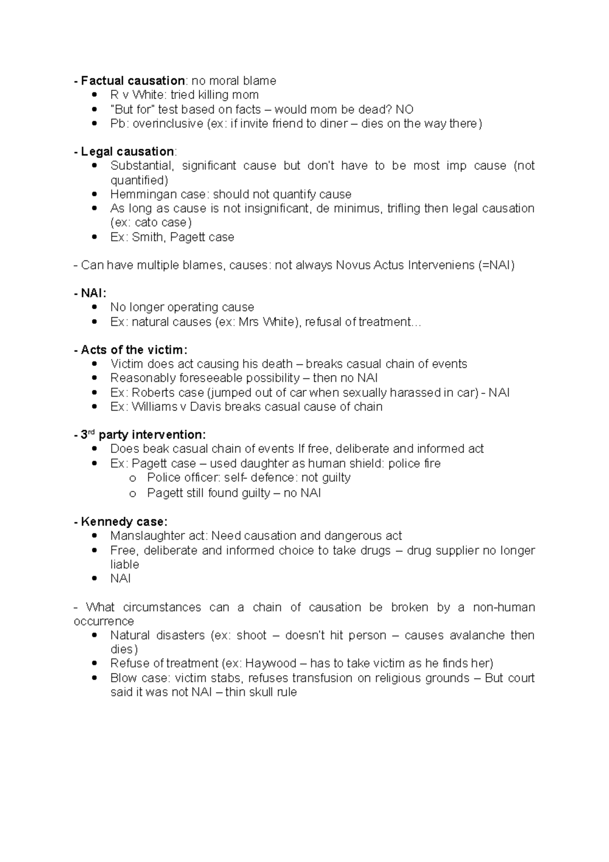 Criminal Law - Legal and Factual Causation Analysis Notes - Studocu