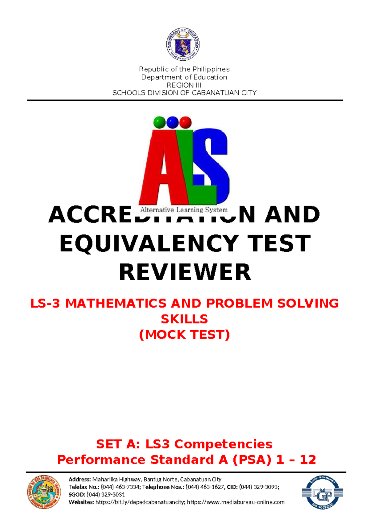 ALS-A E-Reviewer: Mock Test on Mathematics & Problem Solving Skills ...