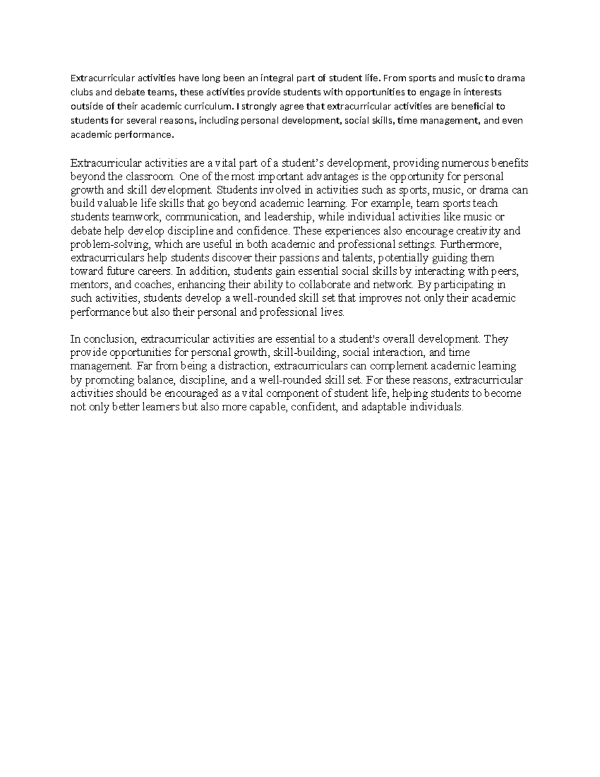 Extracurricular activities have long been an integral part of student ...
