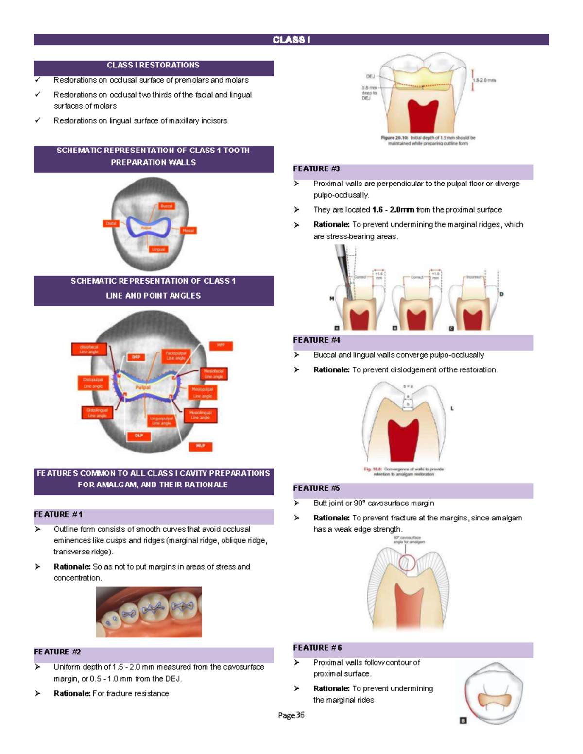 CLASS I RESTORATIONS: Occlusal Surface Preparations (Lec 9 & 10) - Studocu