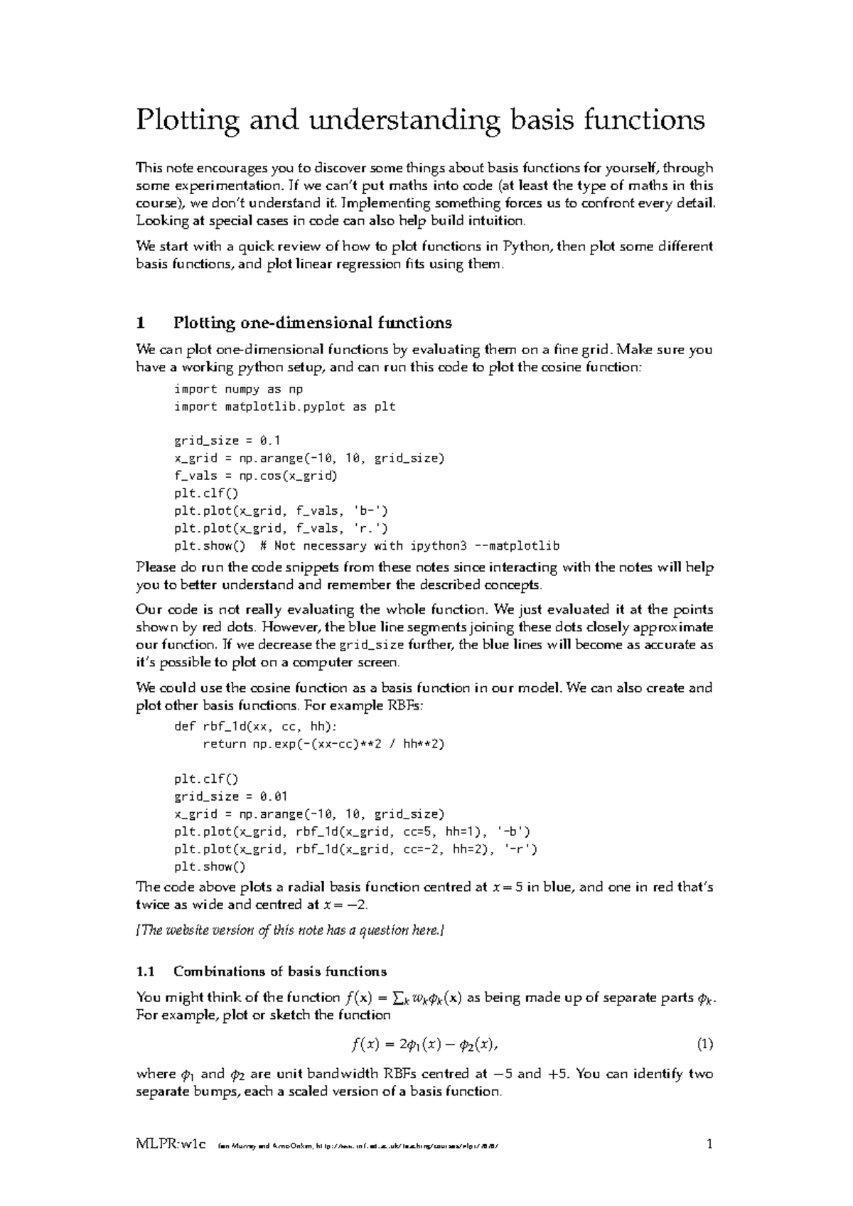 W1c plotting understanding basis functions - Plotting and understanding ...