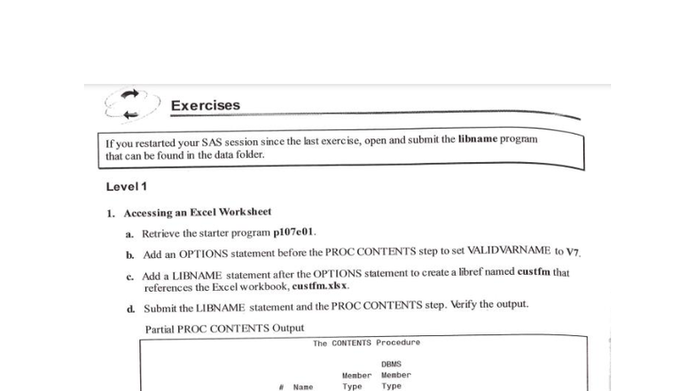 SAS 7.1 Exercises: Accessing and Creating Excel Worksheets - Studocu