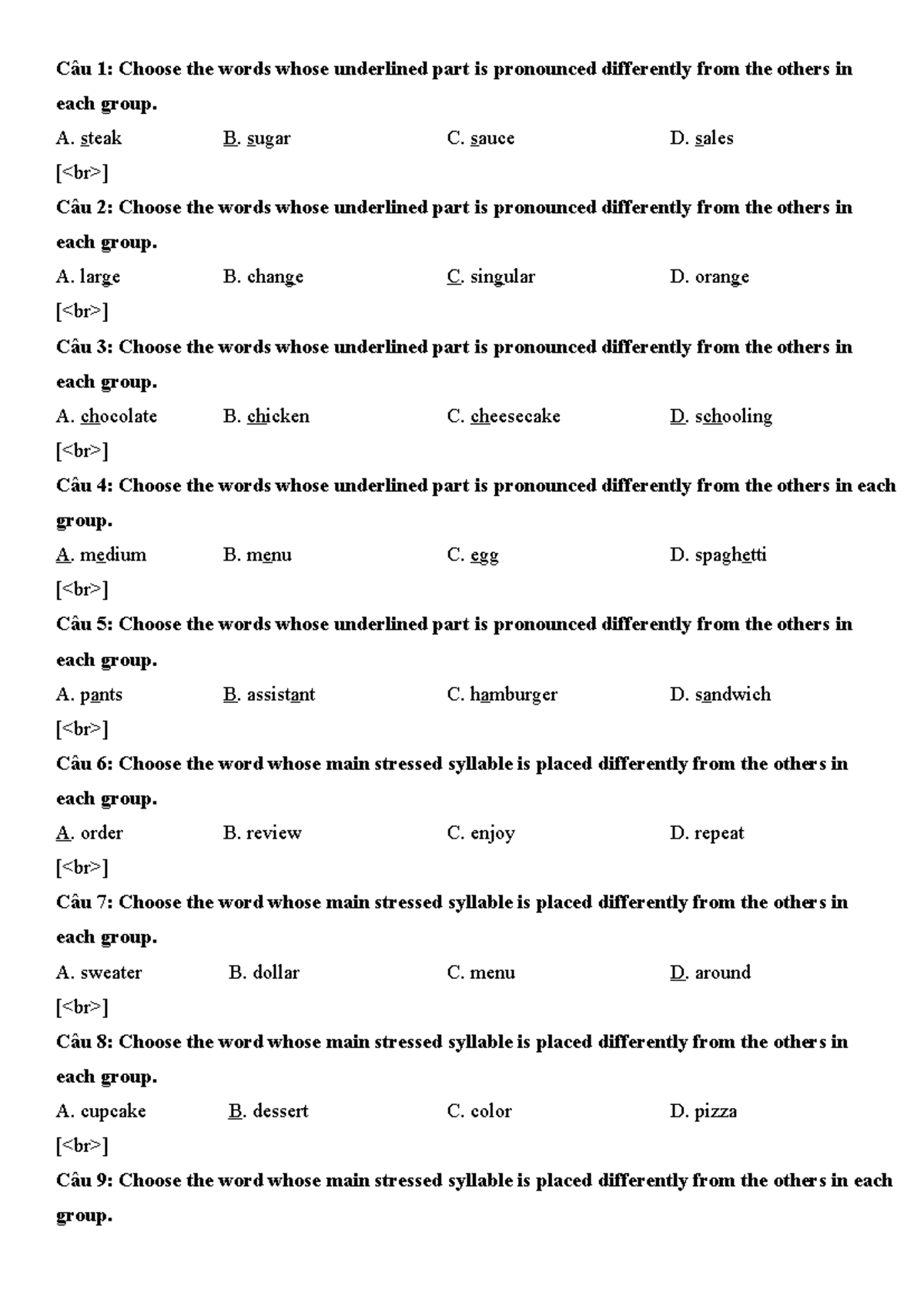 Test 1 - Teaching Practice: Pronunciation & Sentence Completion ...