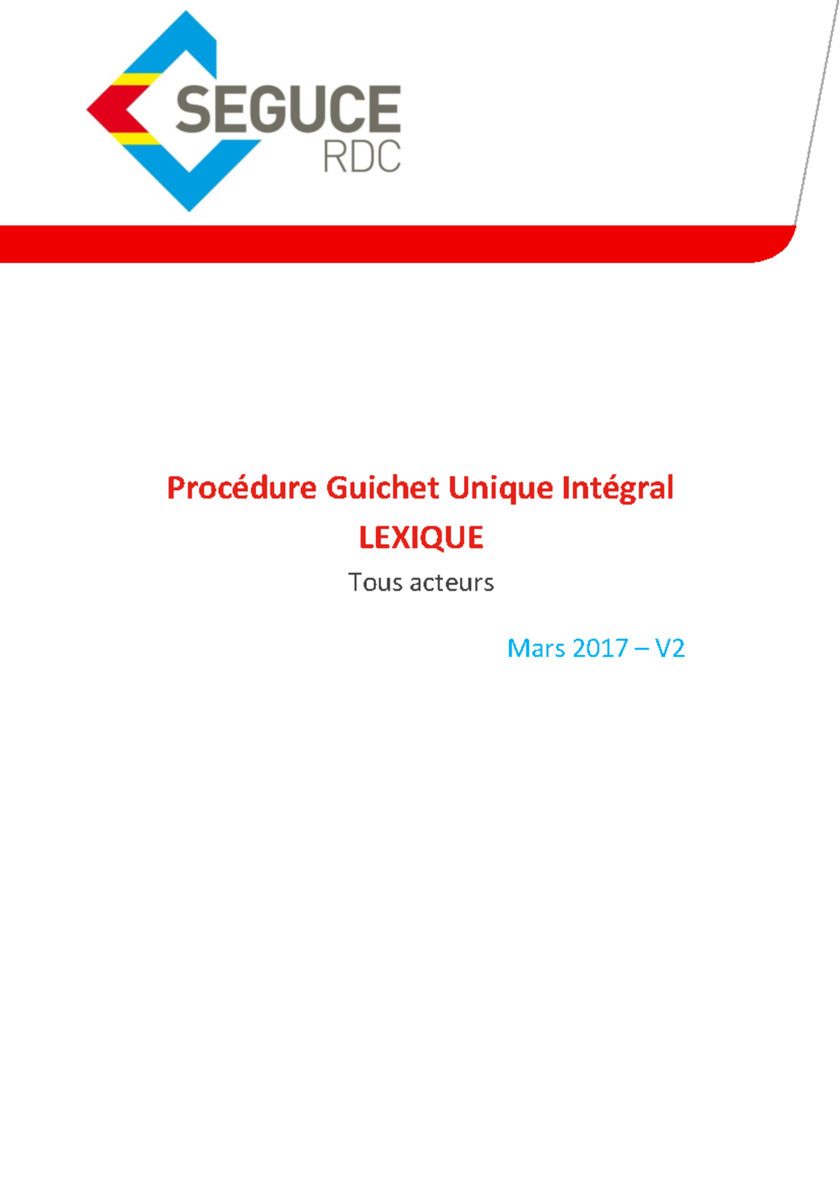 Lexique Guice RDC - Guide des Mécanismes de Pré-Dédouanement - Studocu