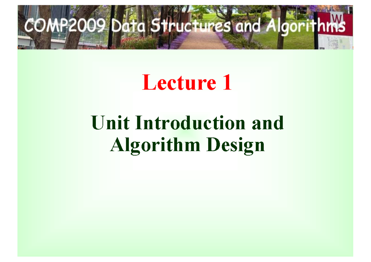 DSA26 Lecture 1: Introduction to Algorithm Design and Concepts - Studocu