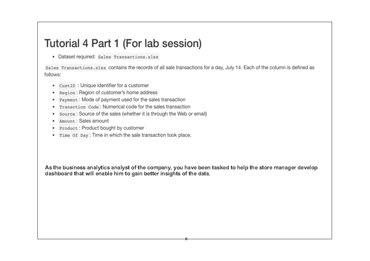 Tut4 pt1 - tutorial part 1 BT1101 solutions - As the business analytics ...