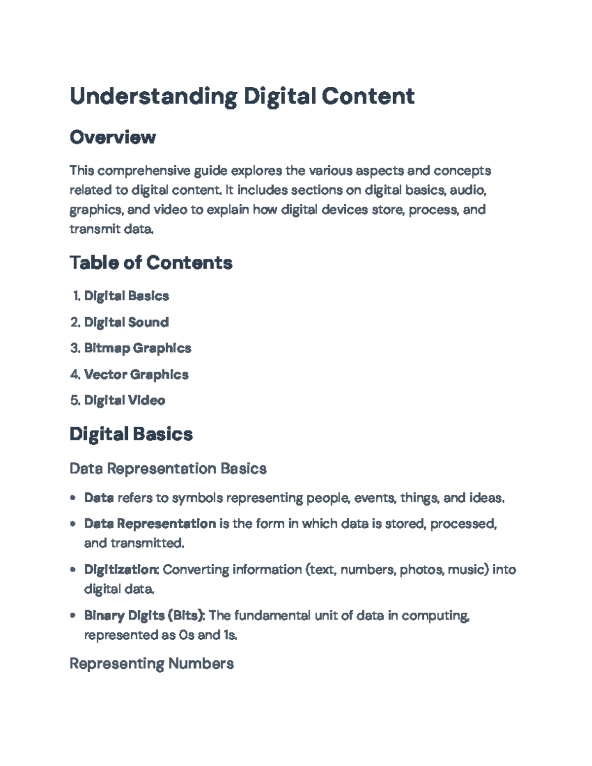 Digital Content Overview: Understanding Basics of Audio, Graphics ...