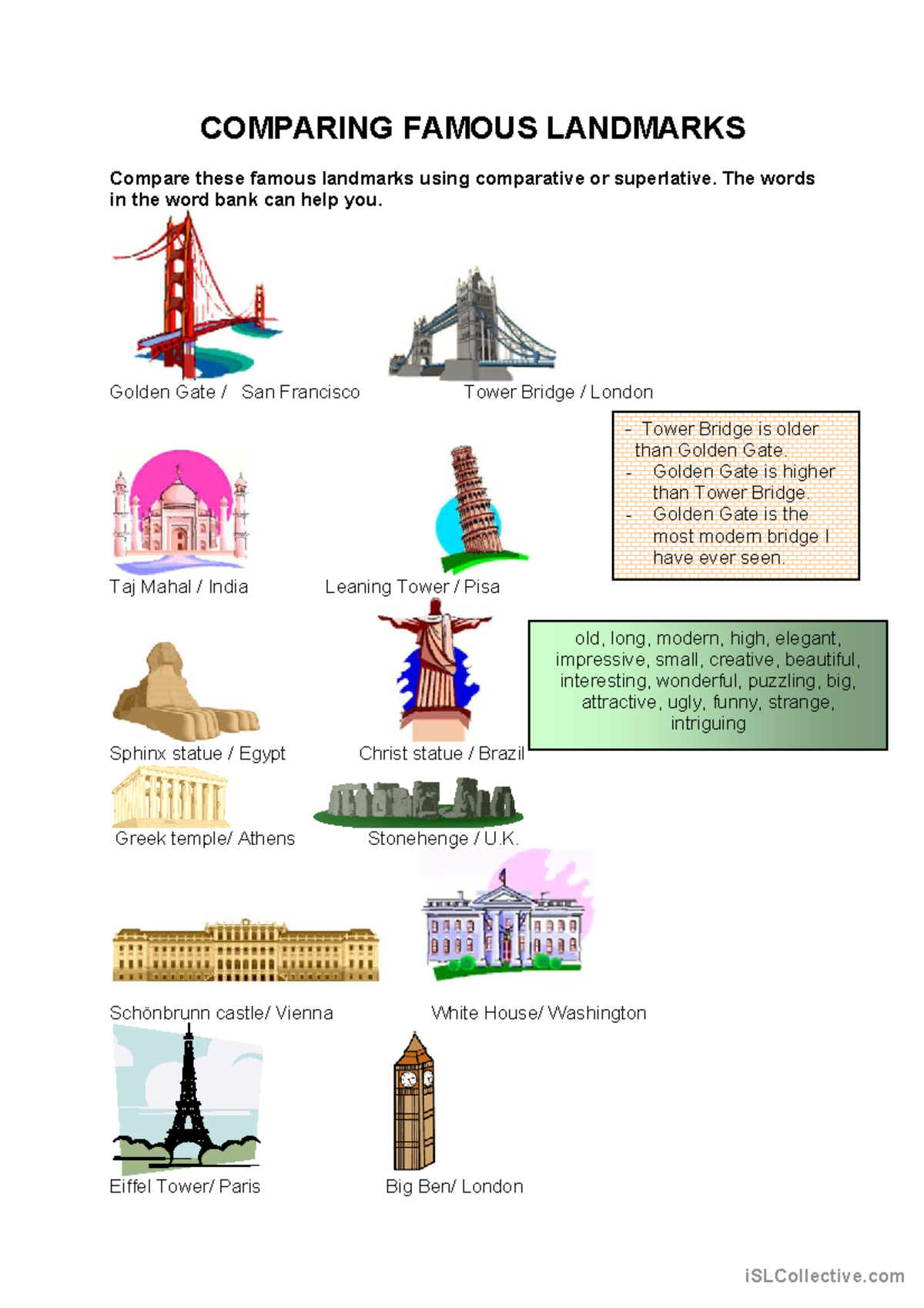 Comparison - Comparing famous landmarks - COMPARING FAMOUS LANDMARKS ...