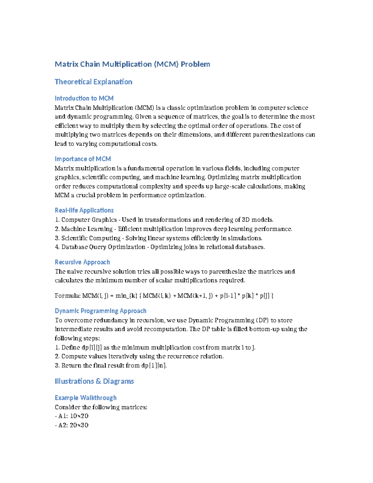 Matrix Chain Multiplication Report - Matrix Chain Multiplication (MCM ...