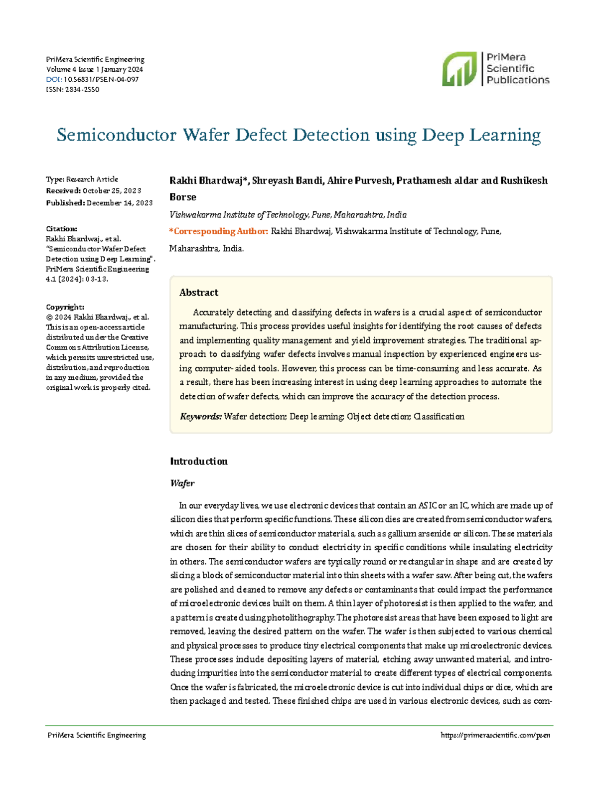 PriMera Scientific Engineering 4.1: Deep Learning for Wafer Defect ...