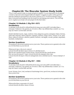 Chapter 9 Study Guide: Muscles and Muscle Tissue (Final Exam Prep ...