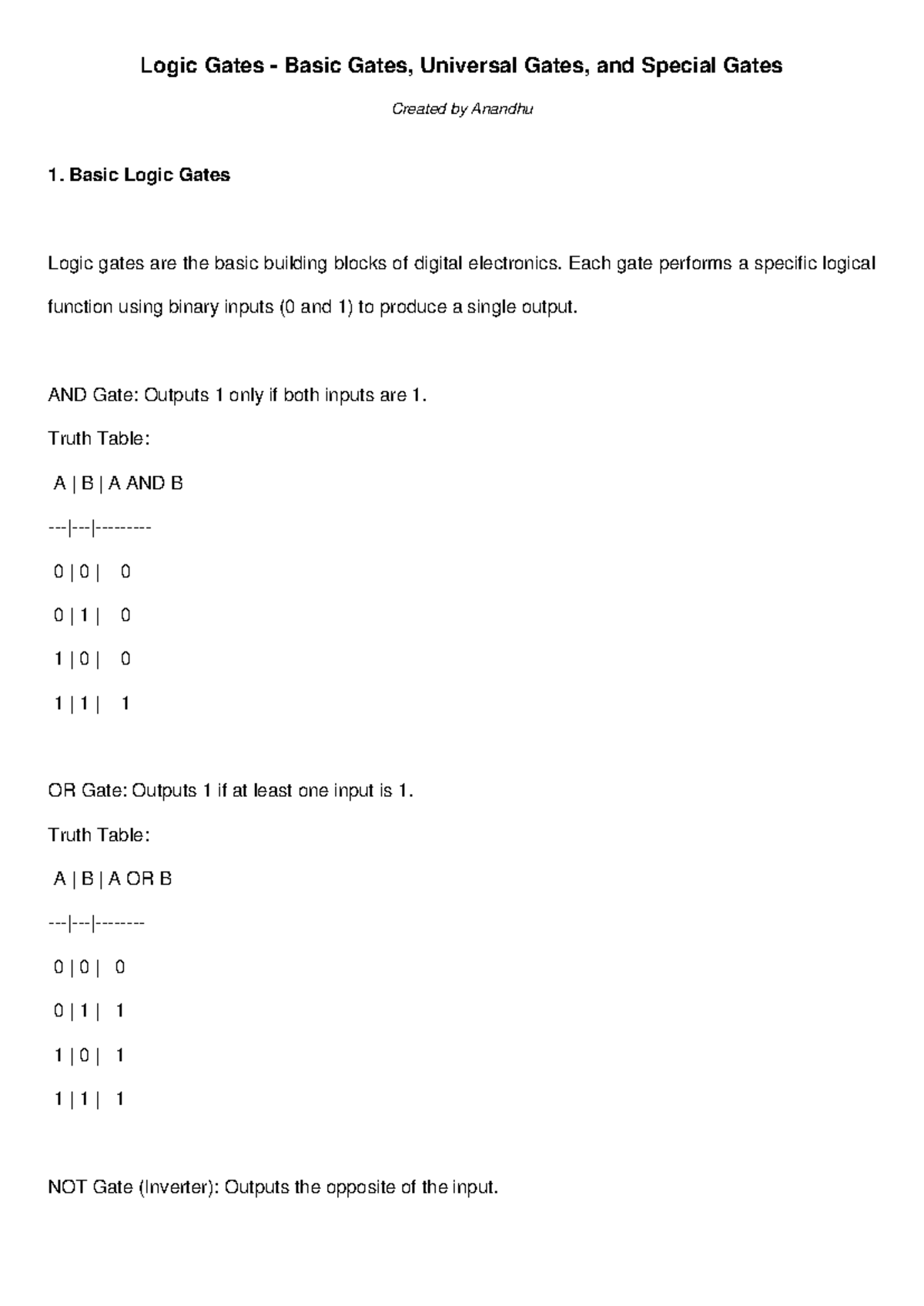 Logic Gates Assignment: Basic, Universal, and Special Gates - Studocu