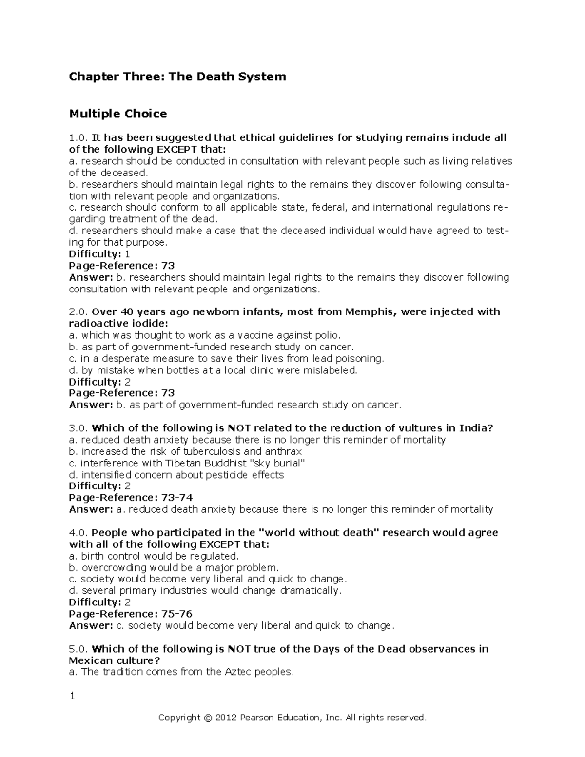 Chapter 03 - The Death System: Test Bank for Quizzes and Answers - Studocu