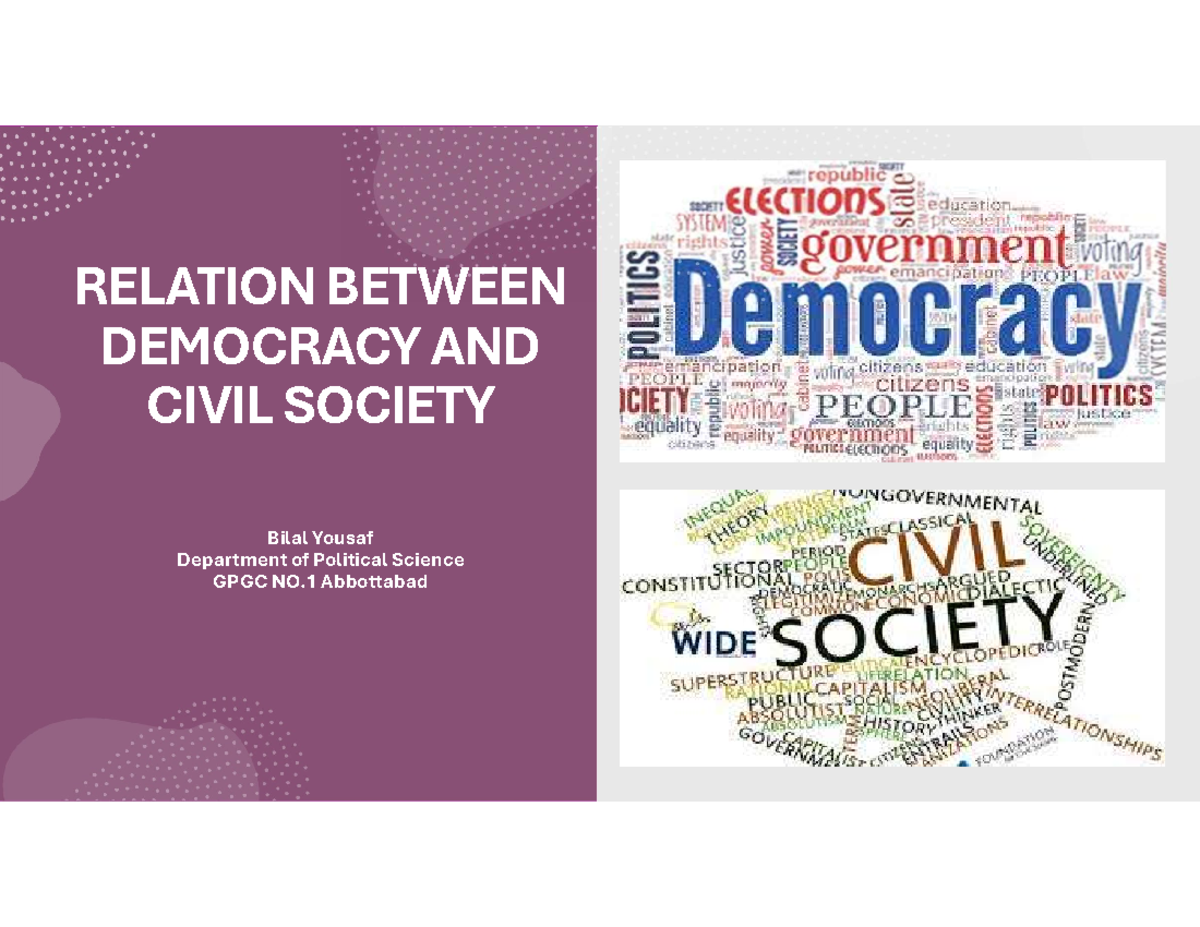 Democracy and Civil Society: An In-Depth Analysis - Studocu