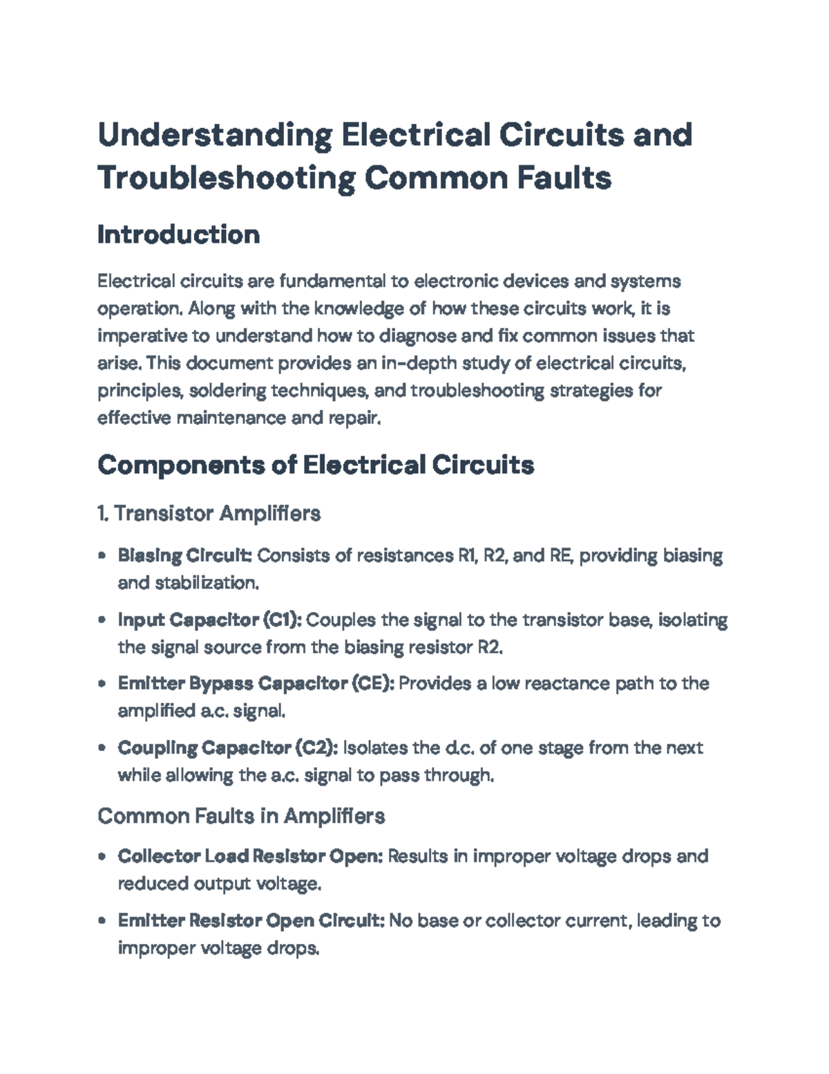 Electrical Circuits Fundamentals & Troubleshooting Guide (ECE101) - Studocu
