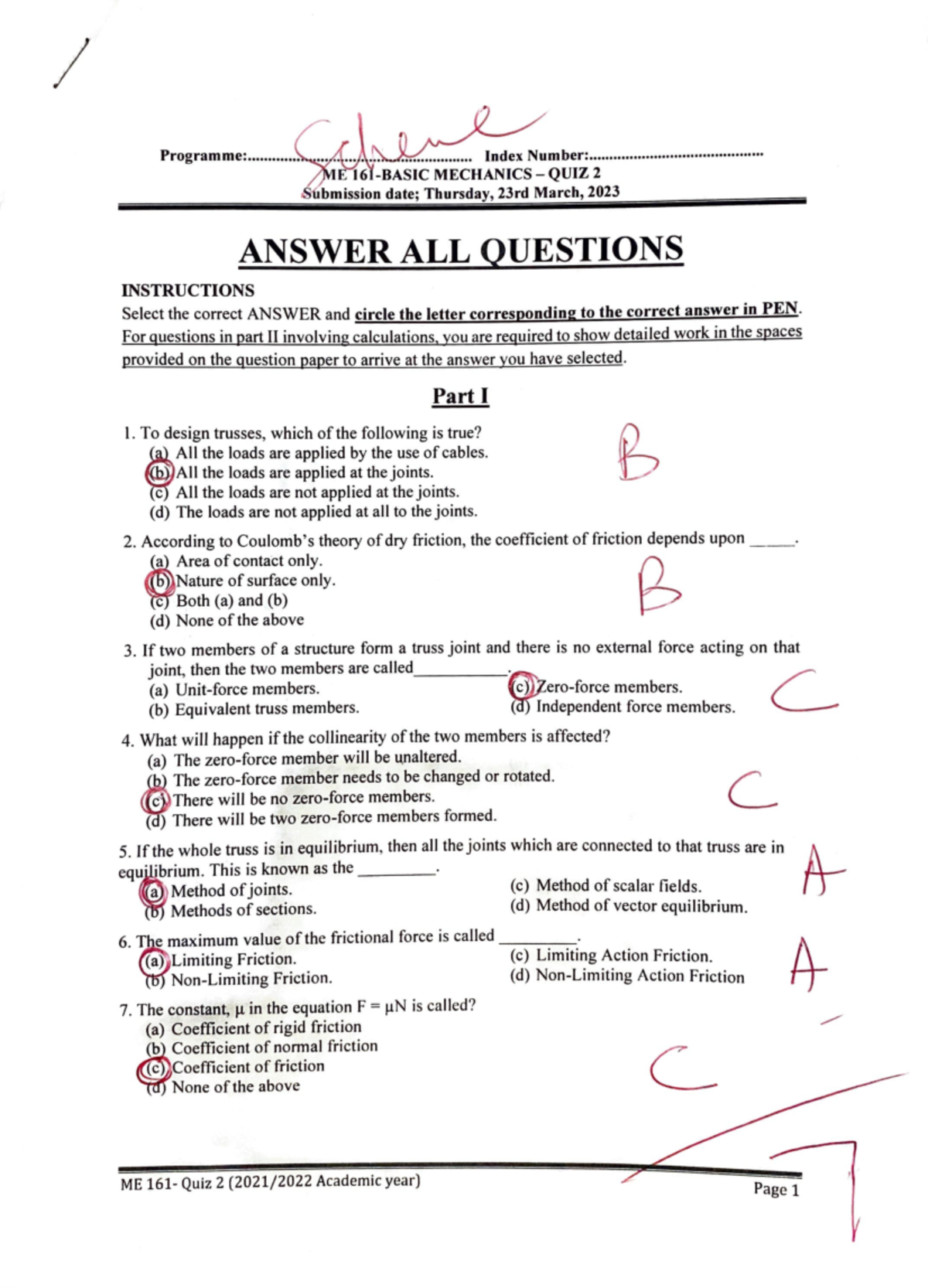 ME 161 Quiz 2 Scheme 2 - Ttt - P,og,.mme, ............ f .; \·~ - Studocu