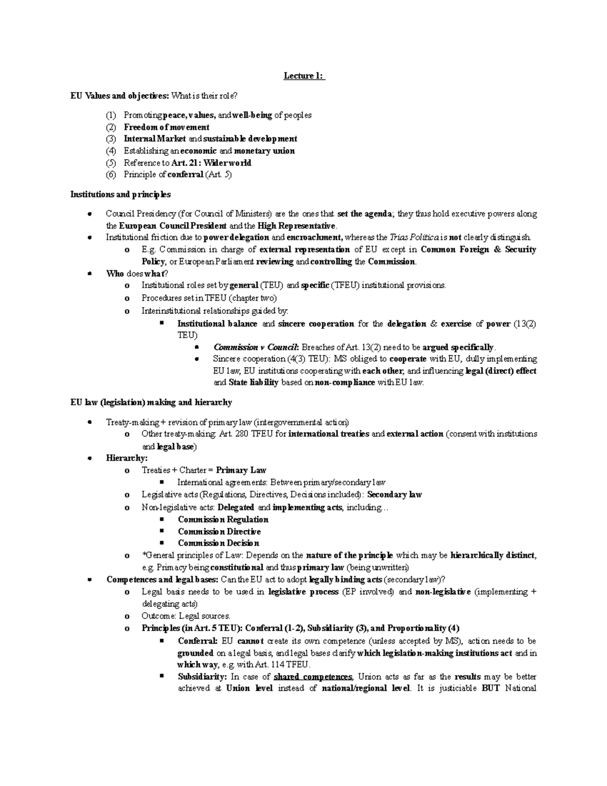 Lecture 1: EU values and objectives - their role and implications ...