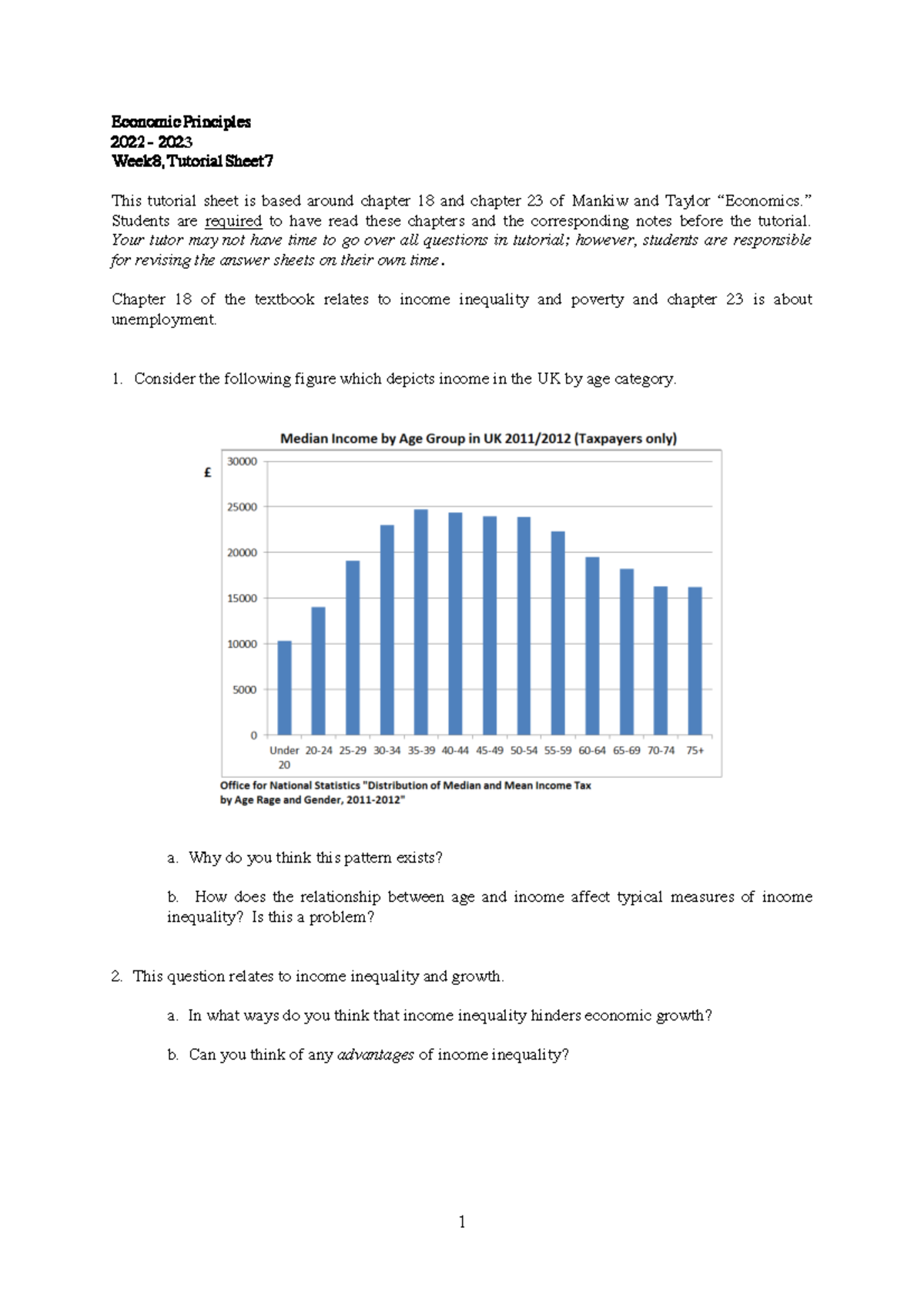 ECO 202 Tutorial 7: Income Inequality & Unemployment Analysis - Studocu