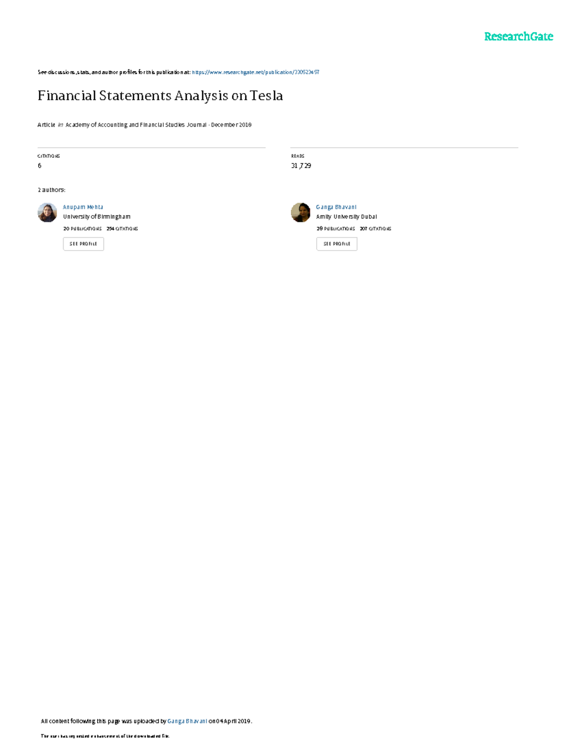 Financial Statements Analysis On Tesla 1528 2635 22 6 314 - See ...