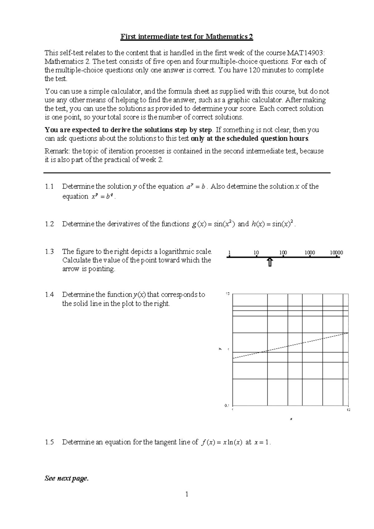 Intermediate Test 1 MAT2 (Mathematics 2) - 19 Aug 2024 Quiz - Studeersnel