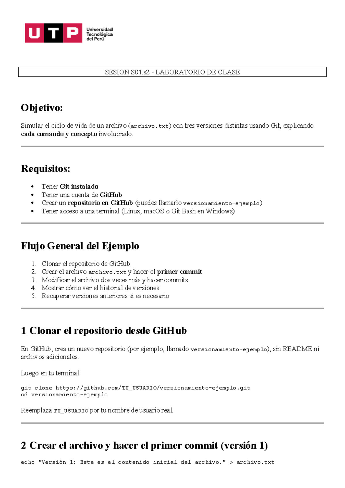 S01.s2 - Laboratorio de Versionamiento con Git y GitHub - Studocu