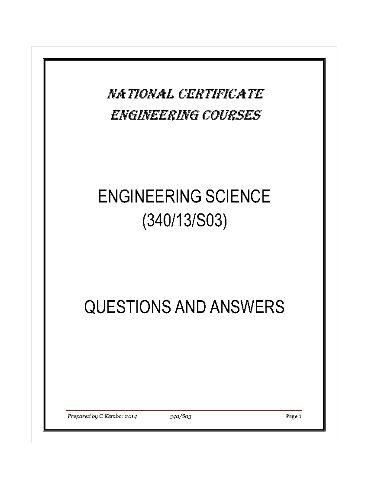 Engineering Science Q&A - NATIONAL CERTIFICATE ENGINEERING COURSES ...