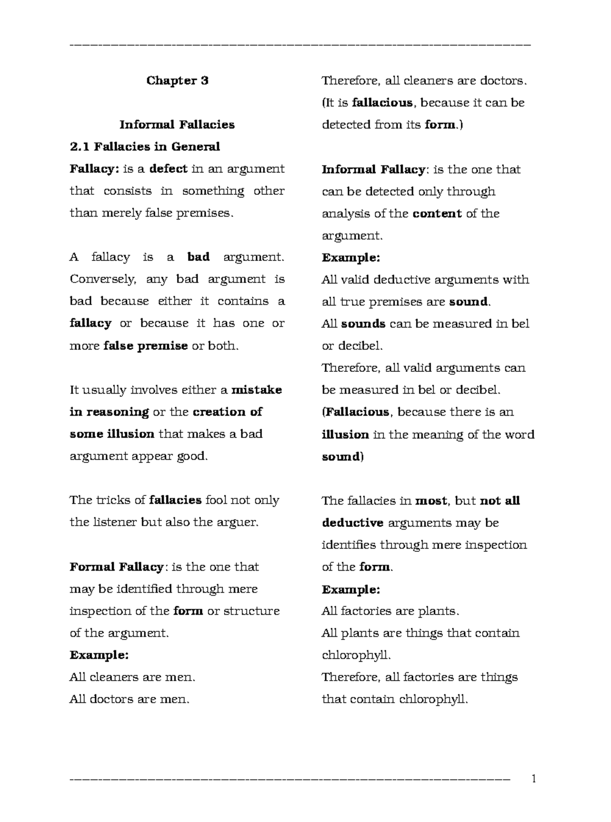 Logic CH 3 - Lecture Notes on Informal Fallacies and Misreasoning - Studocu