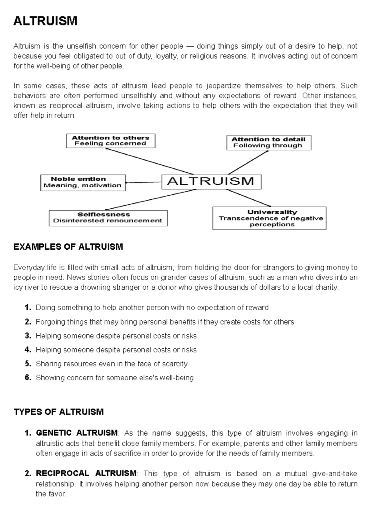 Altruism- Social- Perception - ALTRUISM Altruism is the unselfish ...