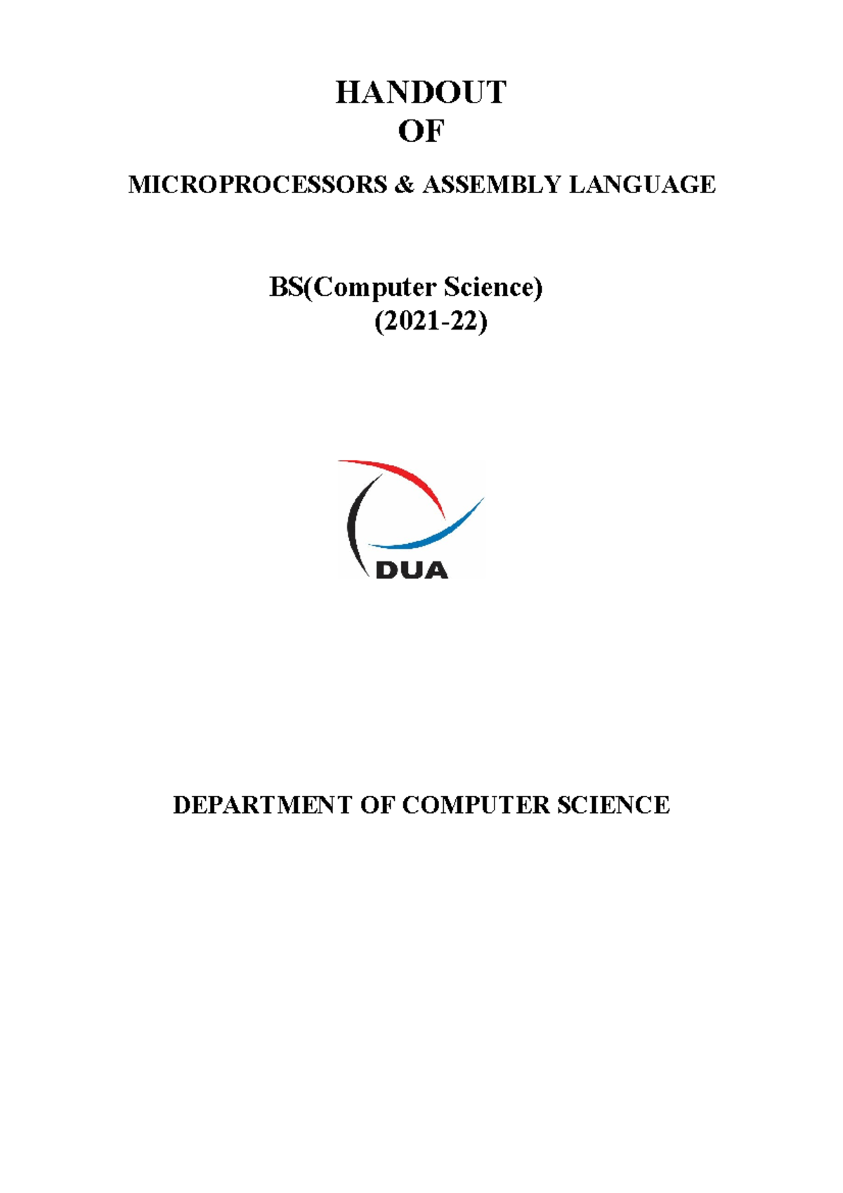 BCS 211: Microprocessors & Assembly Language Handout (2021-22) - Studocu