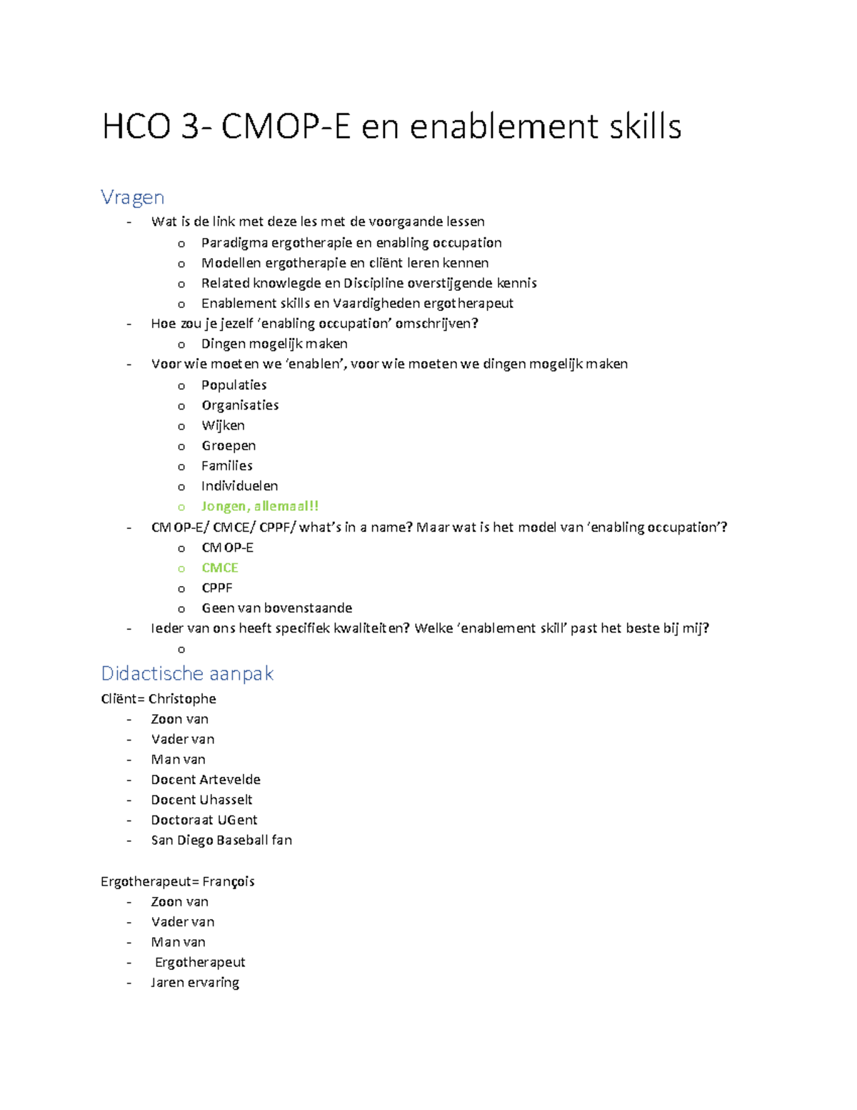 HCO 3 - CMOP-E Enablement Skills and Occupational Therapy Principles ...