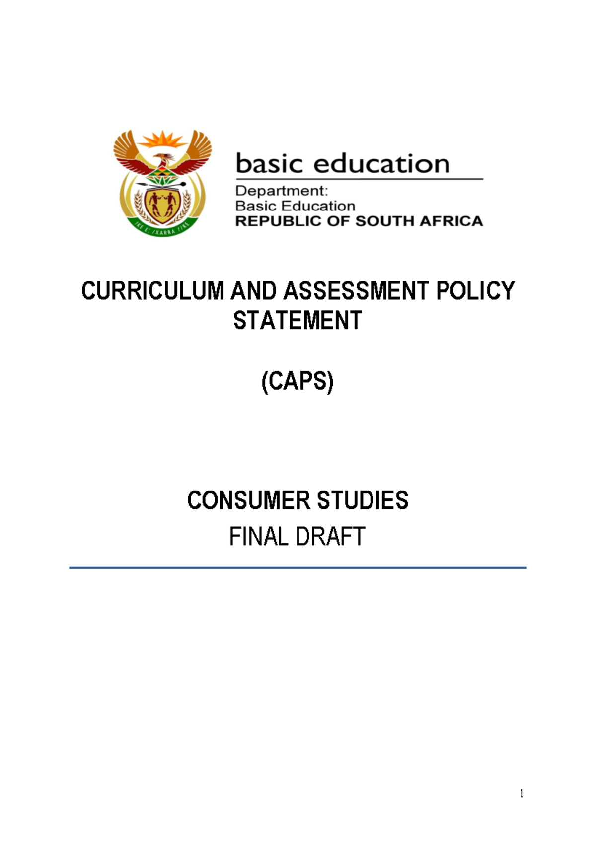 Consumer Studies FET - CAPS Final Draft Notes - Studocu