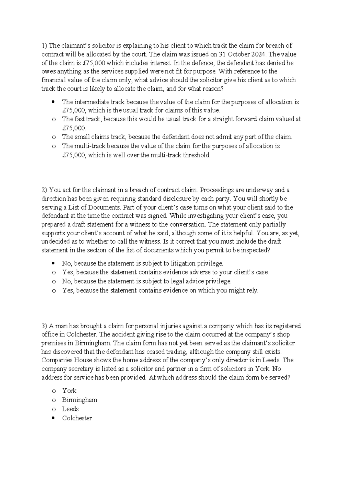 CDR MCQ's: Civil Dispute Resolution Multiple Choice Questions Guide ...