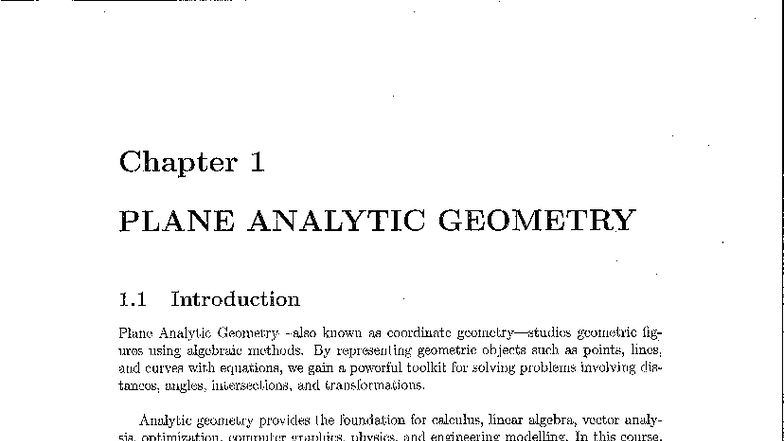 SMA105 115 Geometry: Chapter 1 - Plane Analytic Geometry Overview - Studocu