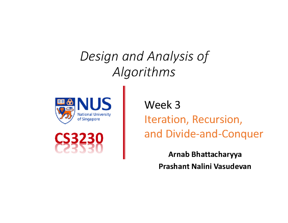 L03 correctness divide and conquer lecture - Design and Analysis of ...