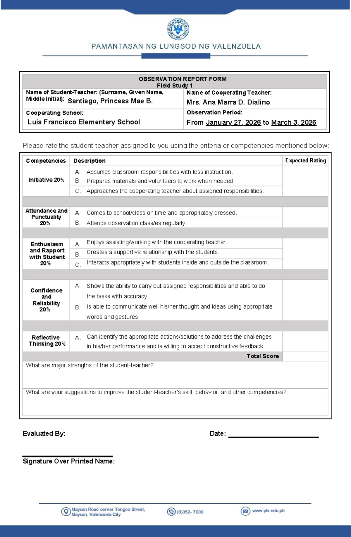 Field Study 1 Observation Report and Checklist - Studocu