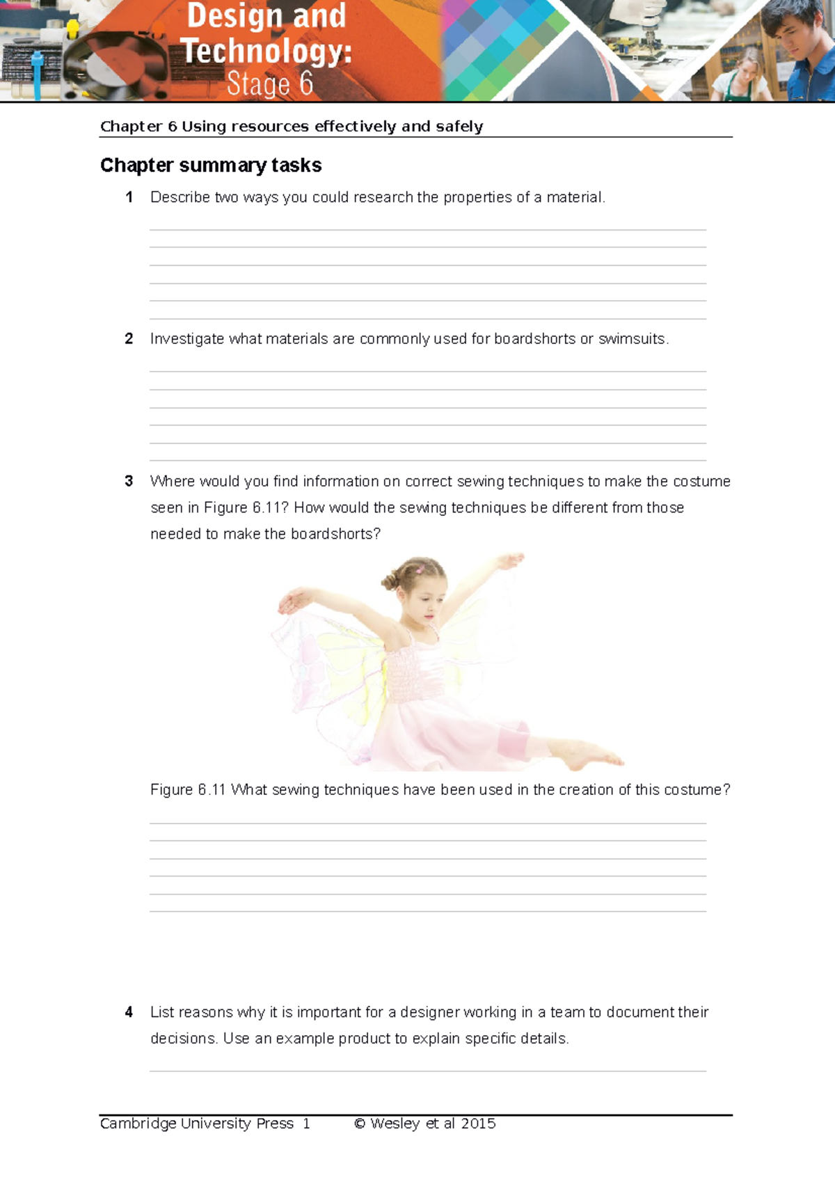 Designtech 6 EOC06 - information - Chapter summary tasks 1 Describe two ...